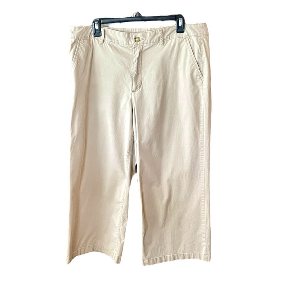 a.n.a women’s casual wide leg crop cotton chino khaki pants pockets 16 - Picture 1 of 10